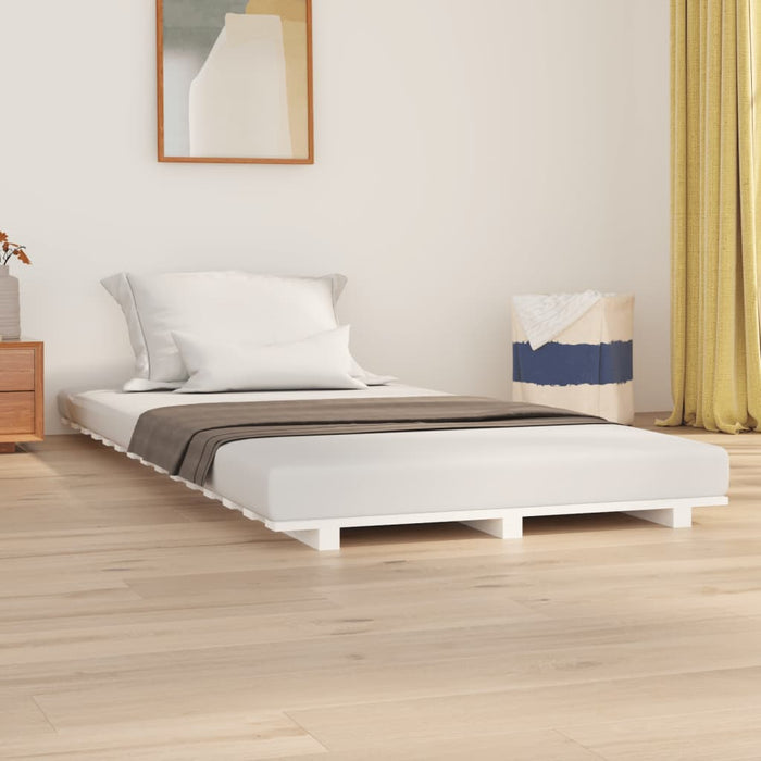 Bedframe massief grenenhout wit 75x190 cm