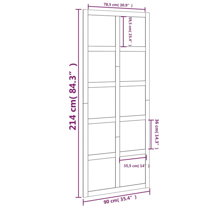 Schuifdeur 90x1,8x214 cm massief grenenhout wit