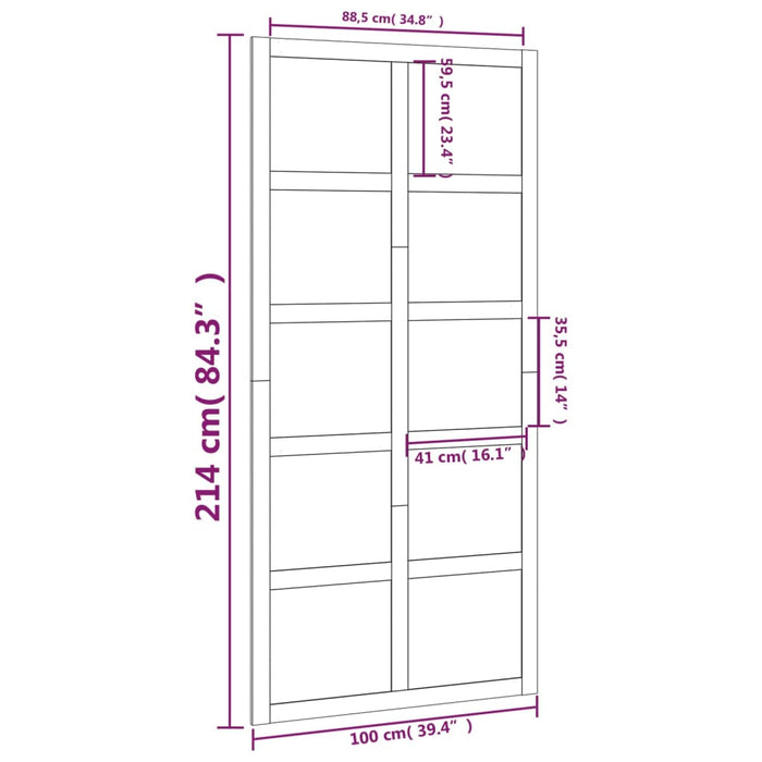 Schuifdeur 100x1,8x214 cm massief grenenhout wit