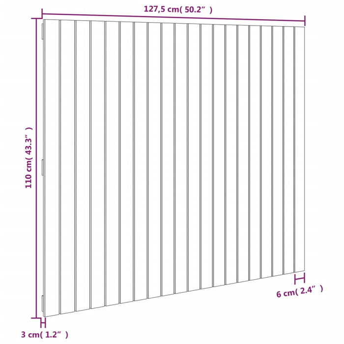 Wandhoofdbord 127,5x3x110 cm massief grenenhout zwart