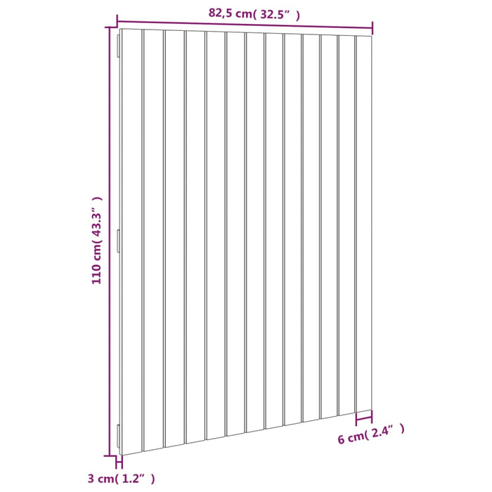 Wandhoofdbord 82,5x3x110 cm massief grenenhout grijs