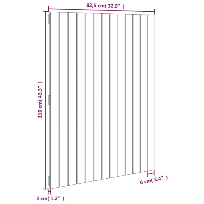 Wandhoofdbord 82,5x3x110 cm massief grenenhout zwart