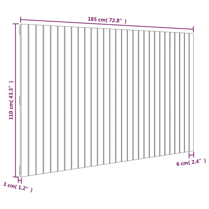 Wandhoofdbord 185x3x110 cm massief grenenhout honingbruin