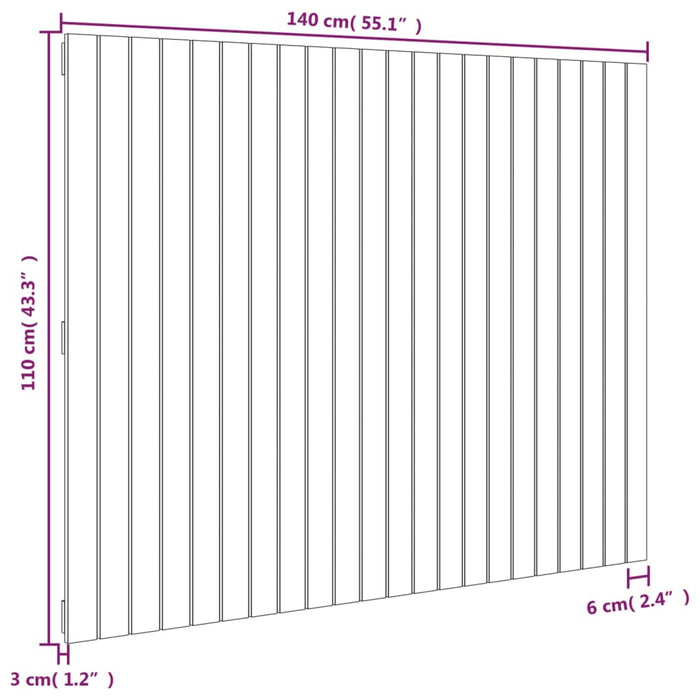 Wandhoofdbord 140x3x110 cm massief grenenhout honingbruin