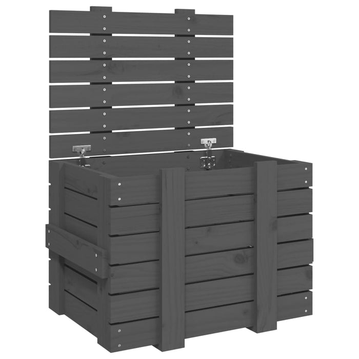 Opbergbox 58x40,5x42 cm massief grenenhout grijs