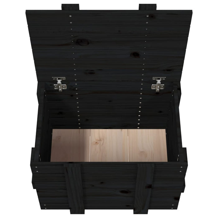 Opbergbox 58x40,5x42 cm massief grenenhout zwart