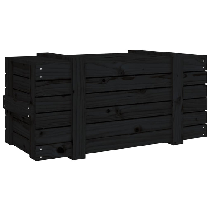 Opbergbox 91x40,5x42 cm massief grenenhout zwart