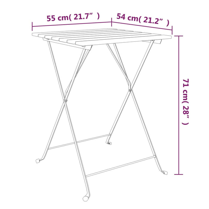 Bistrotafel inklapbaar 55x54x71 cm massief acaciahout en staal