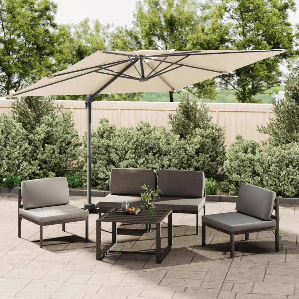 Zweefparasol met dubbel dak 300x300 cm zandwit