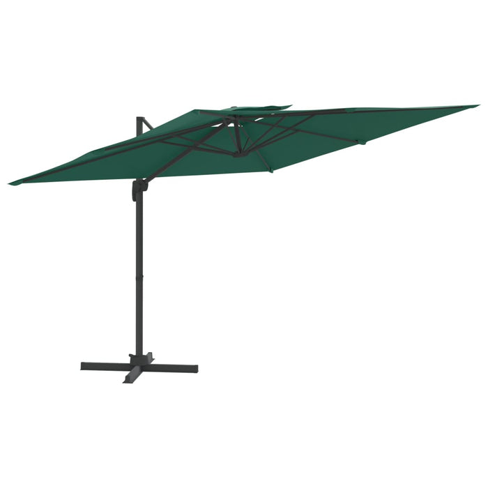 Zweefparasol met dubbele bovenkant 400x300 cm groen