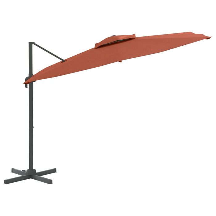 Zweefparasol met dubbele bovenkant 300x300 cm terracotta