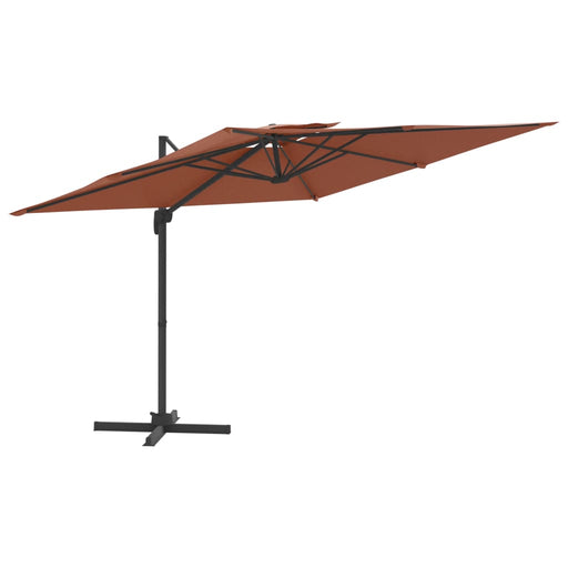 Zweefparasol met dubbel dak 400x300 cm terracottakleurig