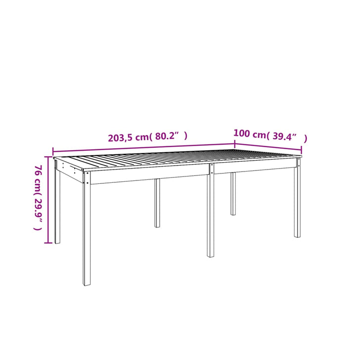 Tuintafel 203,5x100x76 cm massief grenenhout honingbruin