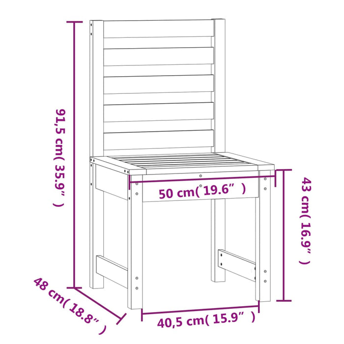 Tuinstoelen 2 st 40,5x48x91,5 cm massief grenenhout