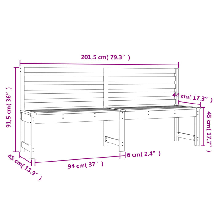 Tuinbank 201,5 cm massief grenenhout grijs