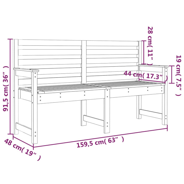 Tuinbank 159,5x48x91,5 cm massief douglashout