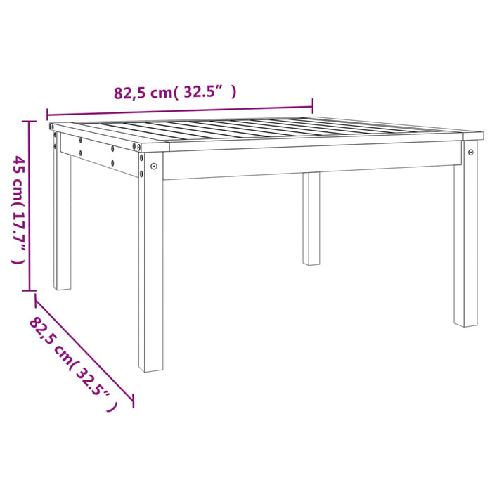 Tuintafel 82,5x82,5x45 cm massief grenenhout wit