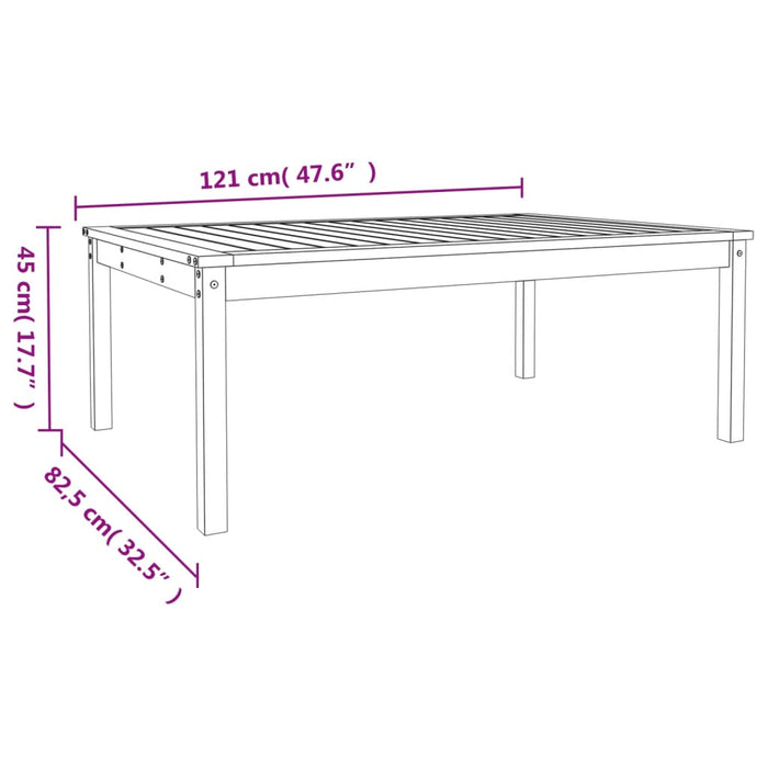 Tuintafel 121x82,5x45 cm massief grenenhout wit