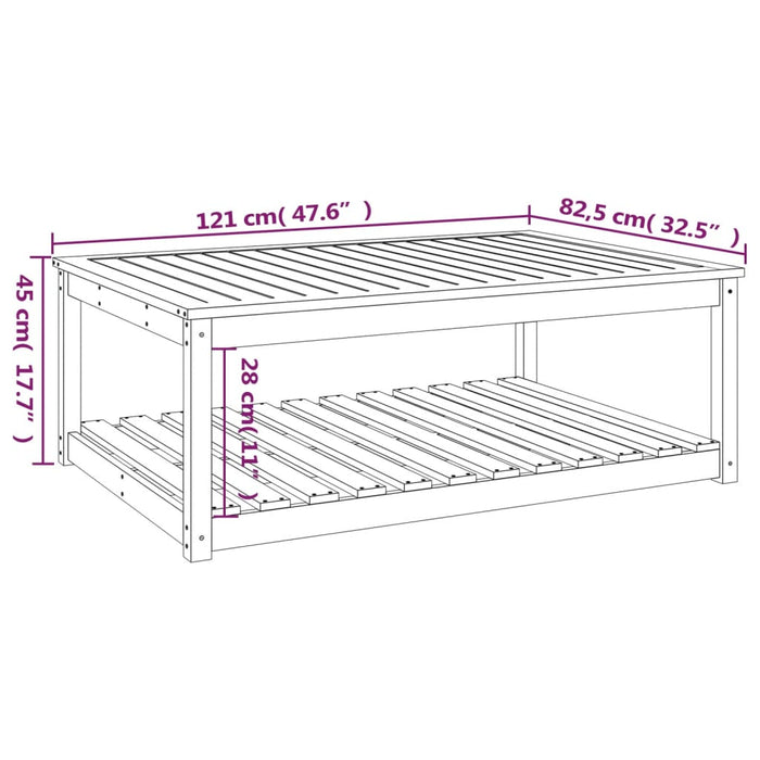 Tuintafel 121x82,5x45 cm massief grenenhout zwart