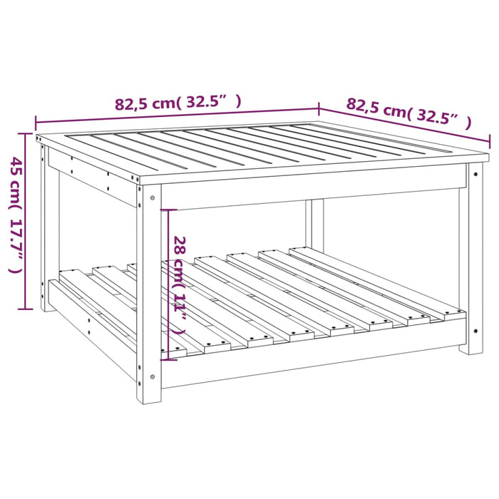 Tuintafel 82,5x82,5x45 cm massief grenenhout wit