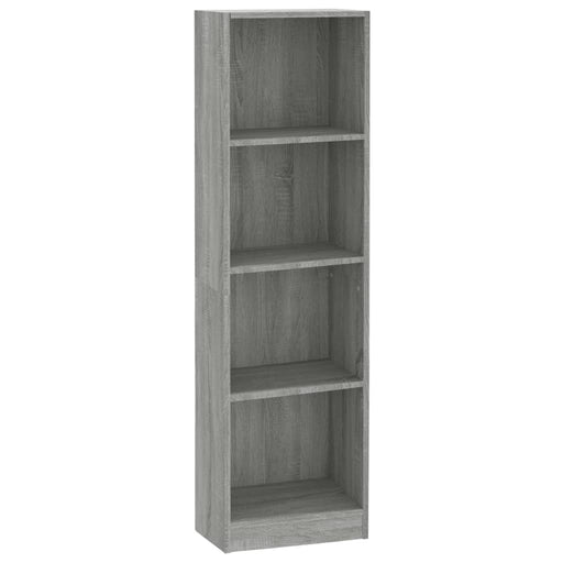 Boekenkast 4 schappen 40x24x143 cm bewerkt hout grijs sonoma