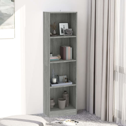 Boekenkast 4 schappen 40x24x143 cm bewerkt hout grijs sonoma