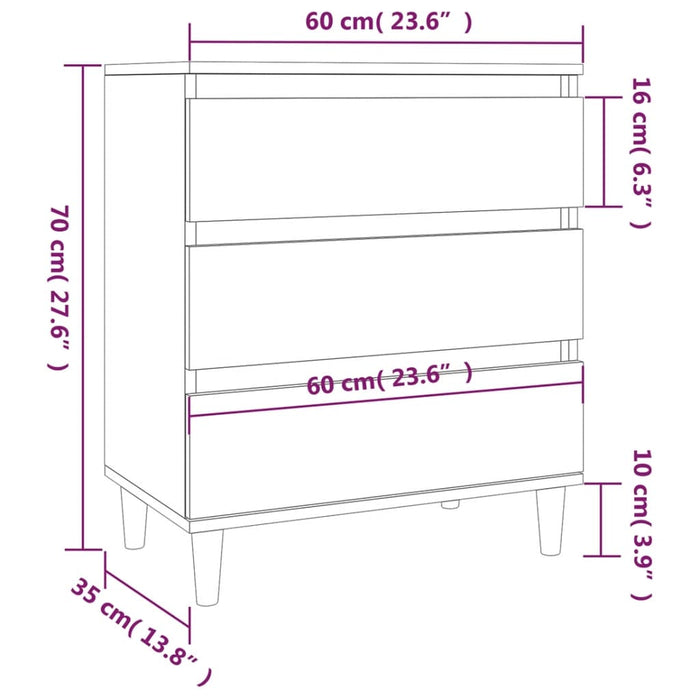 Dressoir 60x30x75 cm bewerkt hout grijs sonoma eikenkleurig