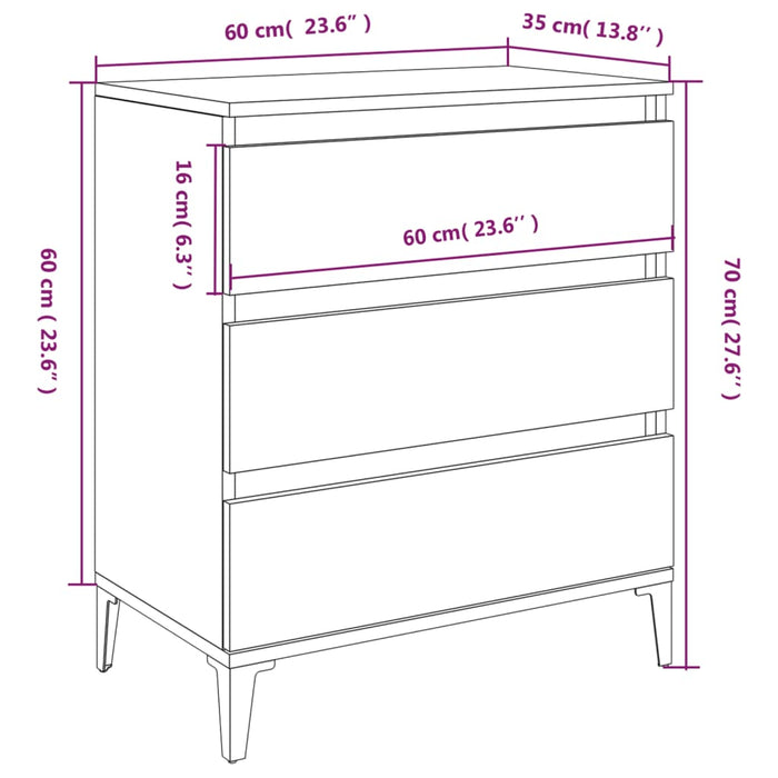 Dressoir 60x35x70 cm bewerkt hout sonoma eikenkleurig