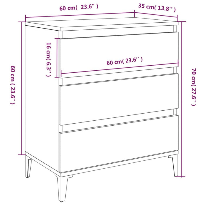 Dressoir 60x35x70 cm bewerkt hout bruineikenkleurig