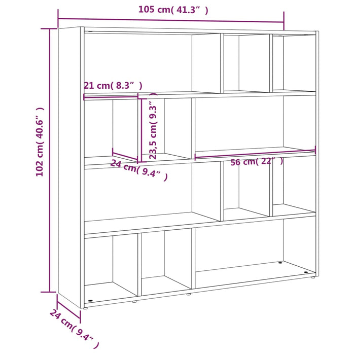 Boekenkast/kamerscherm 105x24x102 cm bruineikenkleurig