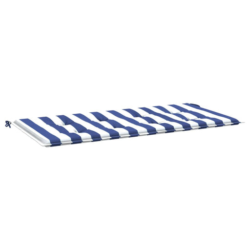 Tuinbankkussen gestreept 120x50x3 cm oxford stof wit en blauw