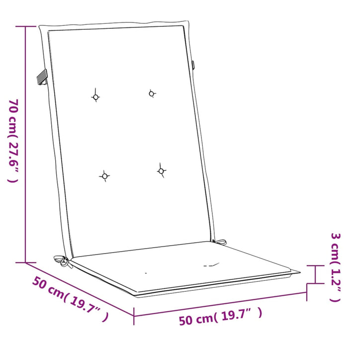 Tuinstoelkussens hoge rugleuning 2 st 120x50x3 cm stof roze