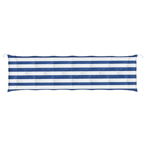 Tuinbankkussen gestreept 200x50x7 cm stof wit en blauw