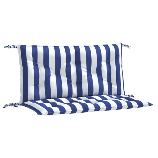 Tuinbankkussens 2 st gestreept 100x50x7 cm stof wit en blauw