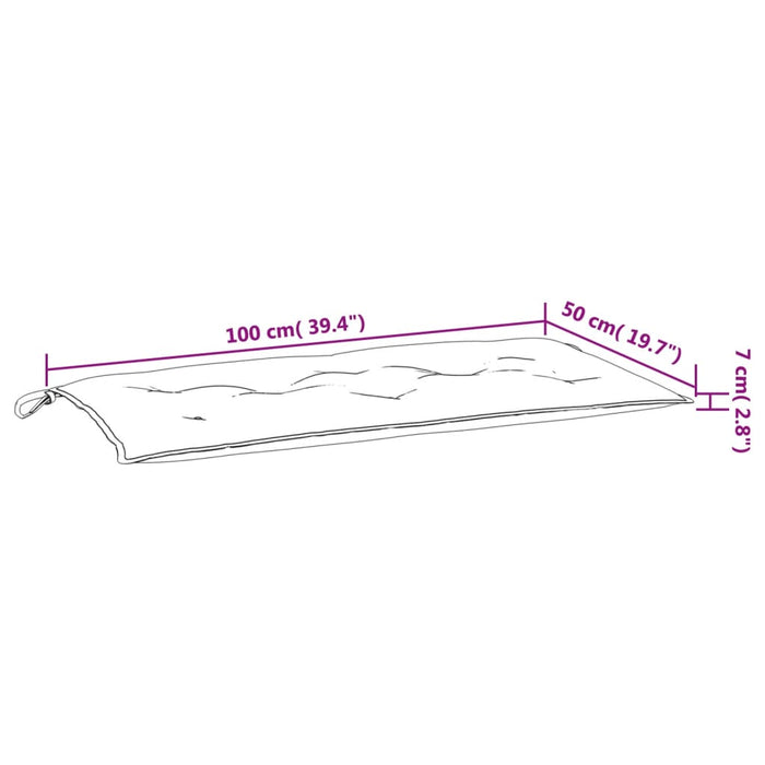 Tuinbankkussens 2 st bladpatroon 100x50x7 cm stof