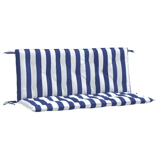 Tuinbankkussens 2 st gestreept 120x50x7 cm stof wit en blauw