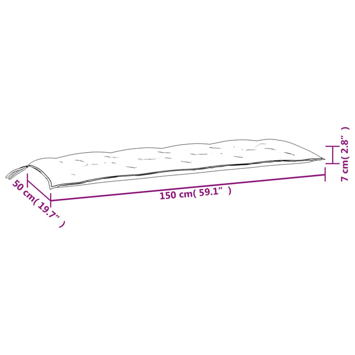 Tuinbankkussens 2 st bladpatroon 150x50x7 cm stof