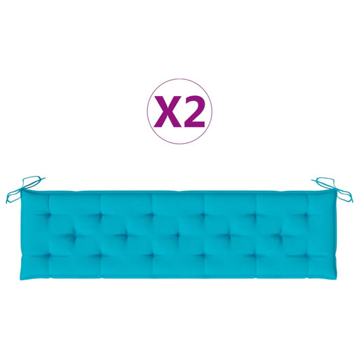 Bankkussens 2 st 180x50x7 cm stof turquoise