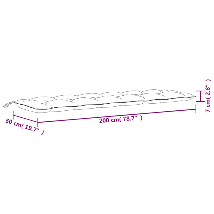 Tuinbankkussens 2 st bladpatroon 200x50x7 cm stof