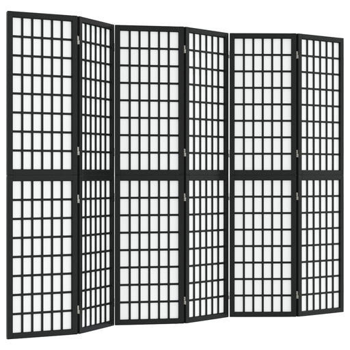 Kamerscherm inklapbaar 6 panelen Japanse stijl 240x170 cm zwart