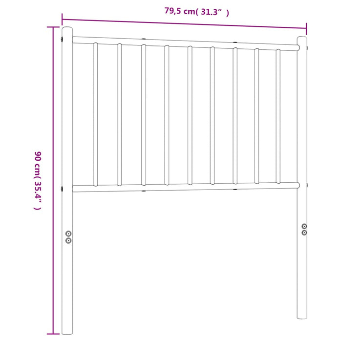 Hoofdbord metaal zwart 79,5x3x90 cm