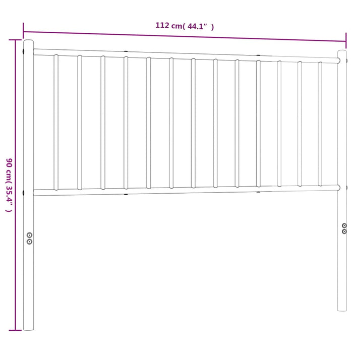 Hoofdbord metaal zwart 112x3x90 cm