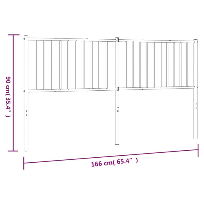 Hoofdbord metaal zwart 166x3x90 cm