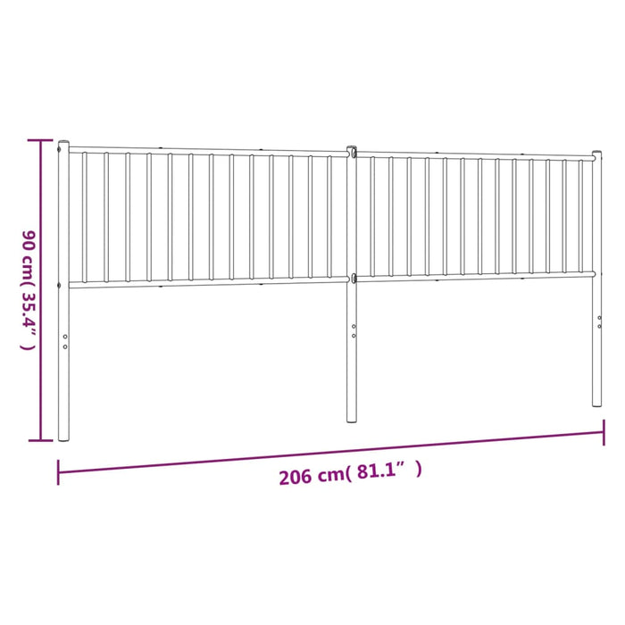 Hoofdbord metaal zwart 206x3x90 cm