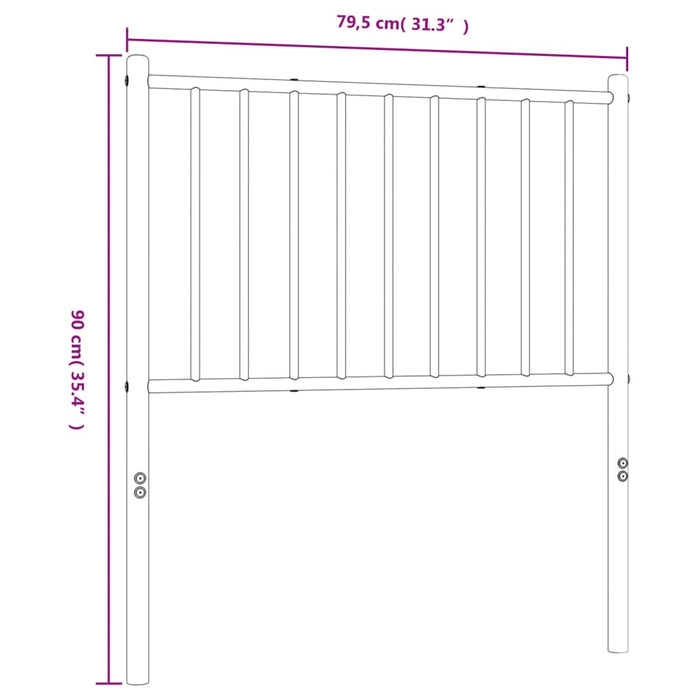 Hoofdbord metaal wit 79,5x3x90 cm