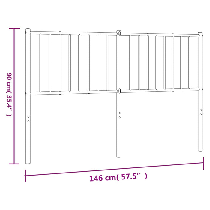 Hoofdbord metaal wit 146x3x90 cm