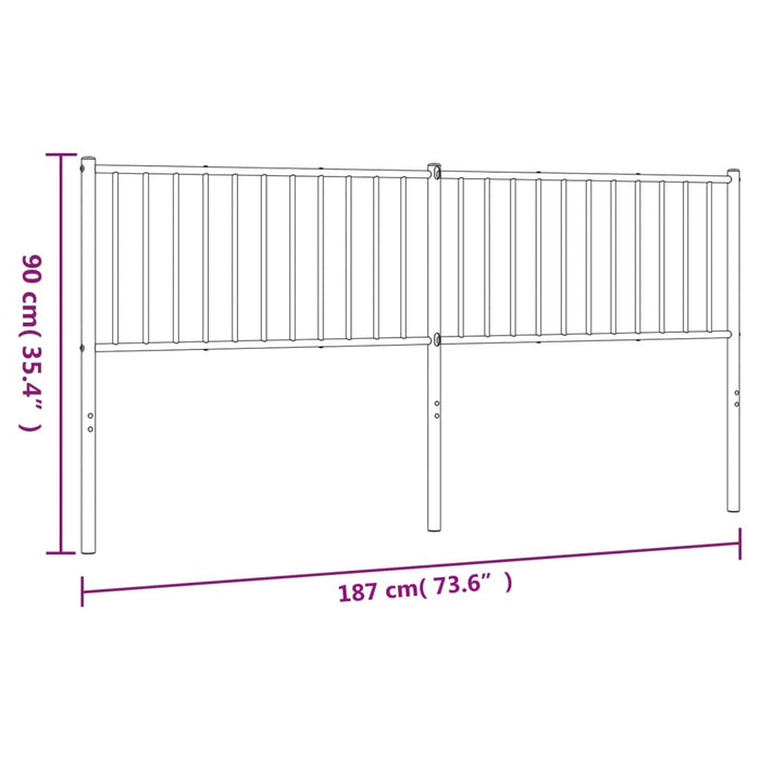 Hoofdbord metaal wit 187x3x90 cm