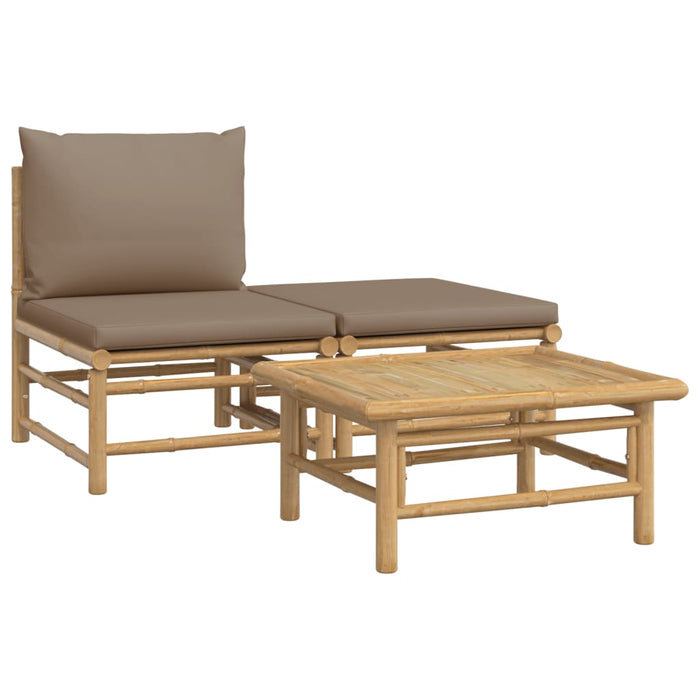 3-delige Loungeset met kussens bamboe taupe