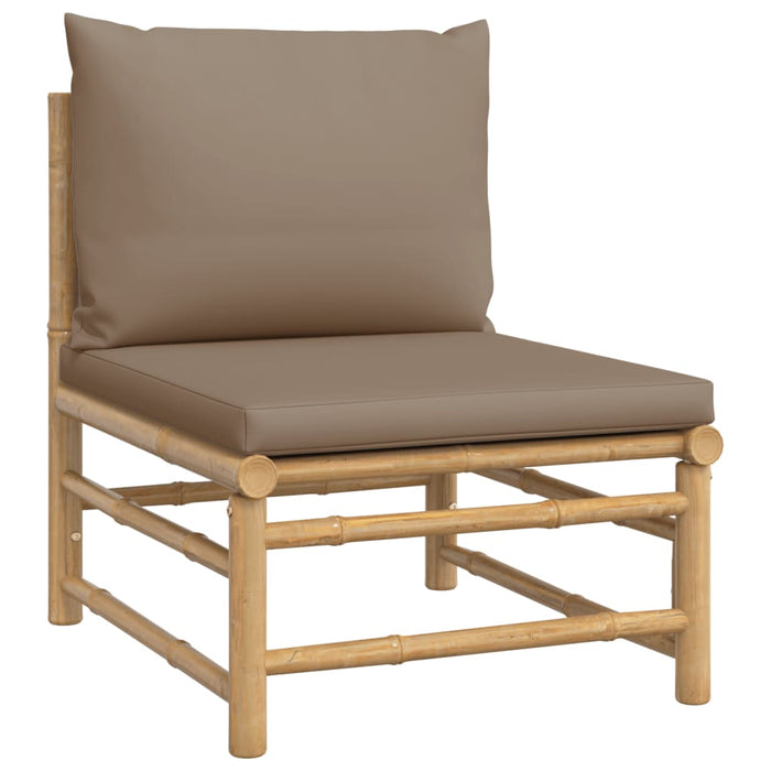 3-delige Loungeset met kussens bamboe taupe