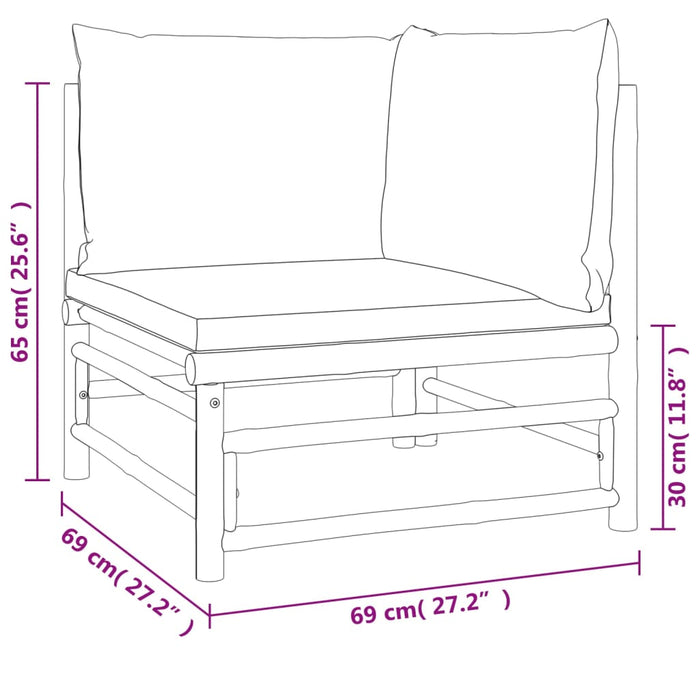 2-delige Loungeset met kussens bamboe groen